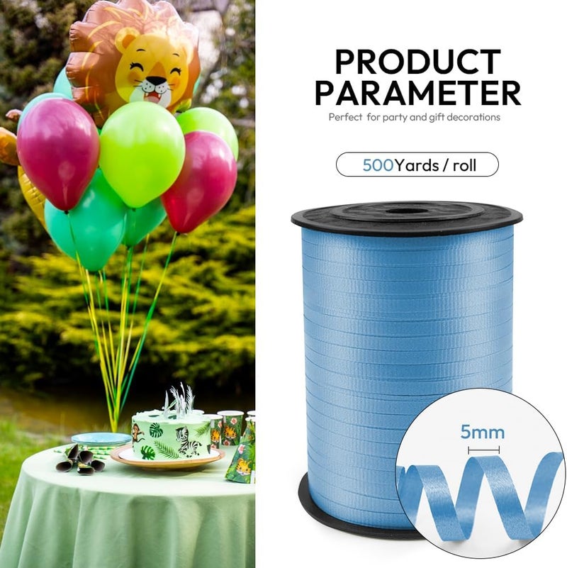 Isaspire 500 Yards Curling Ribbon with Spool, 1/5" Wide Crimped Texture Curling Ribbons - Perfect for Gift Box Wrapping, Birthday Party Decorations, and Balloon String Ribbon, in Sky Blue - Image 2